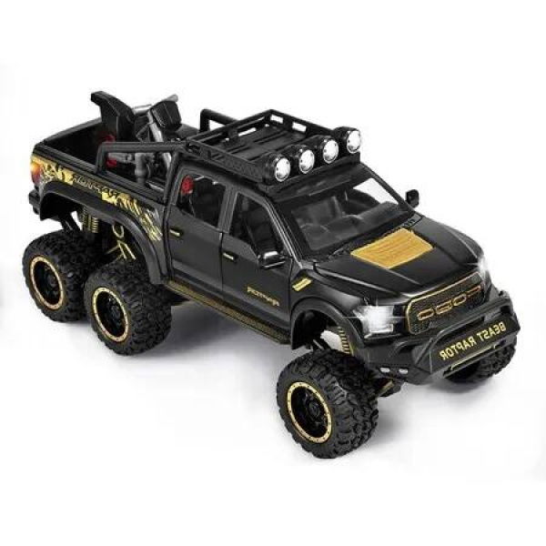 Rugged Off-Road F-150 Toy Truck: 1/28 Scale Diecast Metal Model for Adventure-Seekers (Black)