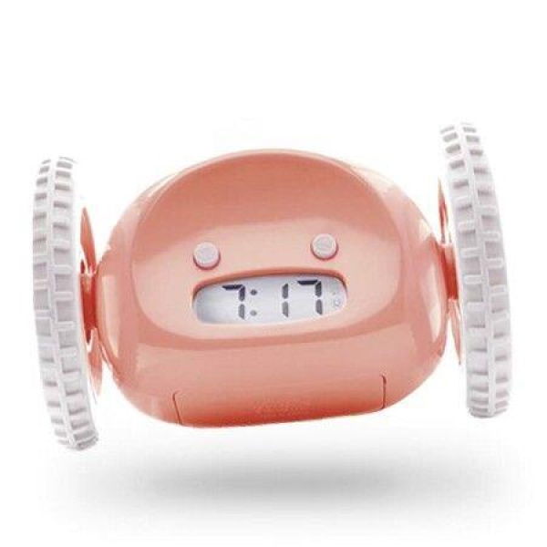 Runaway Alarm Clock On Wheels (Authentic) Extra Loud For Heavy Sleepers Funny Rolling Jumping (Pink)