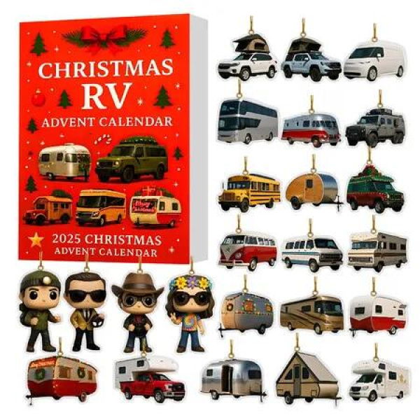 RV Advent Calendar Christmas Countdown Calendars 24-Day Christmas Advent Calendar Surprises 2D Ornaments For Christmas Decorations Gifts