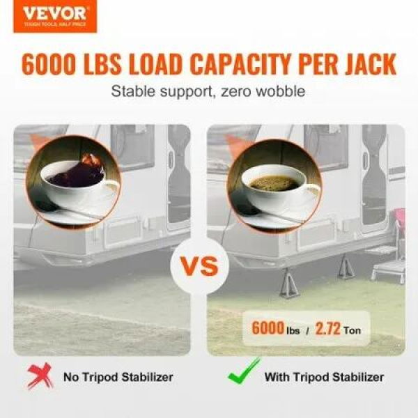 RV Stabilizer Jacks, 4 Pack Aluminum RV Leveling Jacks, RV Stack Jacks for RV Travel Trailer Camper, Single Screw Jack Support up to 6000 Lbs, Adjustable from 11 inch to 17 inch