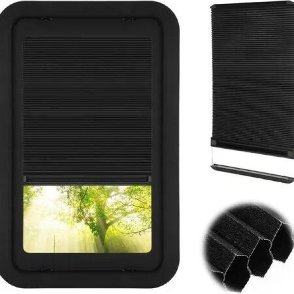 RV Window Shades Thin Pleated Shade Replacement for Lippert Prepped Entry Doors Shade 12 x 21 RV Camper Travel Trailers Door Window Blinds Shades Cover