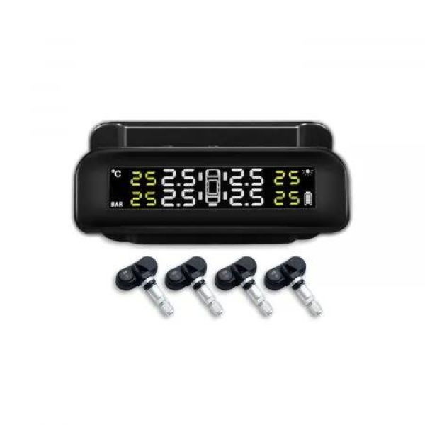 RYNOMATE Tire Pressure Monitoring System (External Solar Power Stick on Windshield 4 Sensor) RNM-TPMS-103-LBD