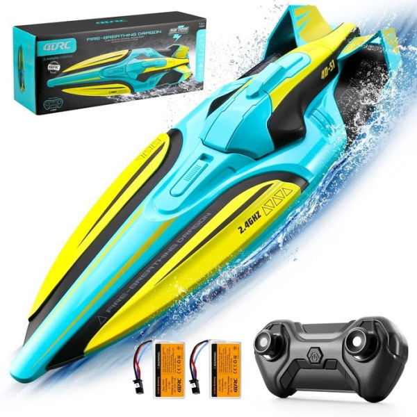 S1 RC Boat - Remote Control Boat For Pools And Lakes. 4 Channel 2.4GHz Remote Control And Rechargeable Boat Battery.