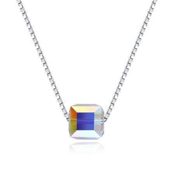 S925 Crystal Square Sterling Silver Necklace