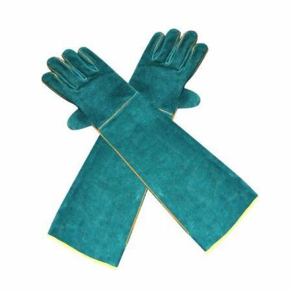 Safety Gloves Ultra Long Leather Green Pets Grip Biting Protective Gloves For Catch Dog Cat Reptiles Animal