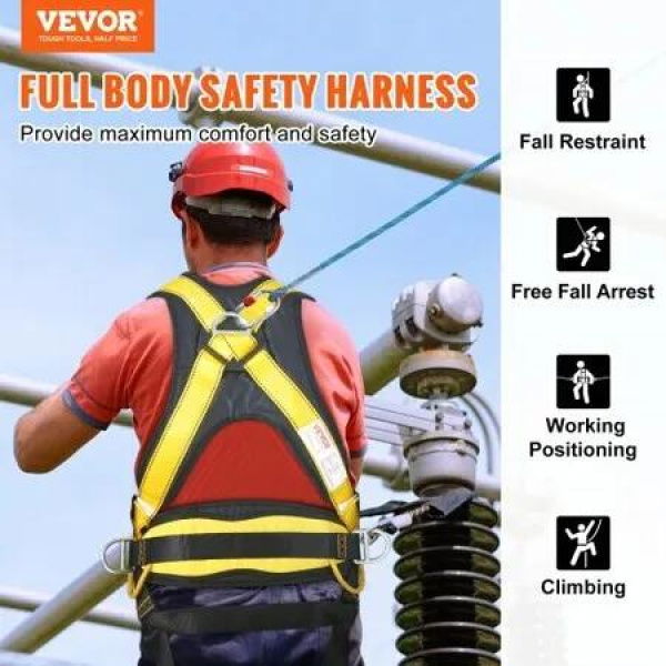 Safety Harness Full Body Harness with Padding & Quick Connect Buckles (L)