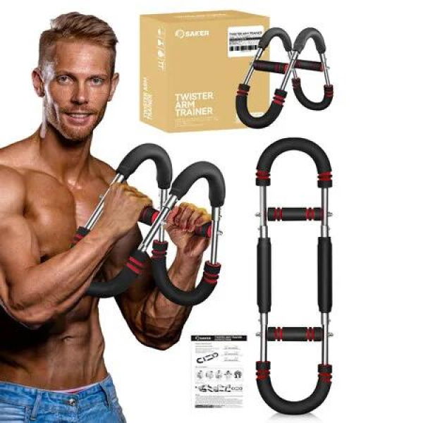 Saker Twister Arm Trainer,PowerTwist Arm Trainer,Adjustable Forearm Strengthener,Arm Exercise Equipment,Chest Workout Equipment,Portable Spring Resistance