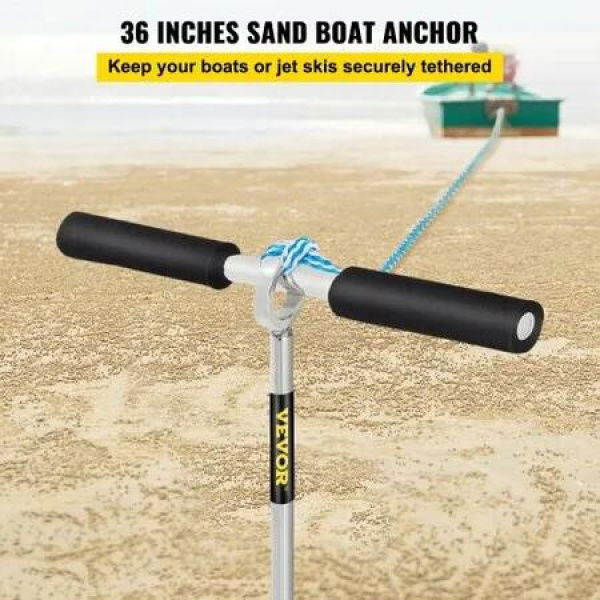 Sand Anchor, 36' Length Auger to The Beach and Sandbar, 316 Stainless Steel Screw Anchor with Removable Handle, Bungee Line & Carry Bag, for Jet Ski PWC Pontoon Kayak