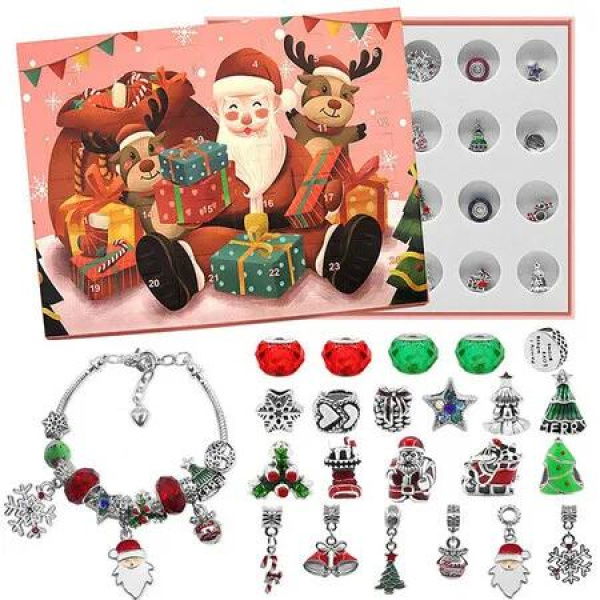 Santa Claus Bracelet Gift Countdown Calendar Advent Jewelry Blind Box Ideal For Christmas Countdown Holiday Gift Ver. C
