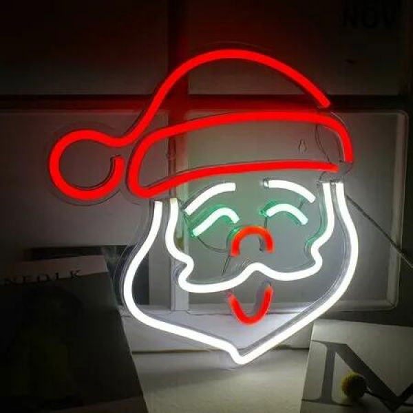 Santa Claus Neon Sign, Merry Christmas Led Light Up Sign, Neon Sign Christmas Bar for Wall Decor Acrylic Board Suitable for Party Indoor Bedroom