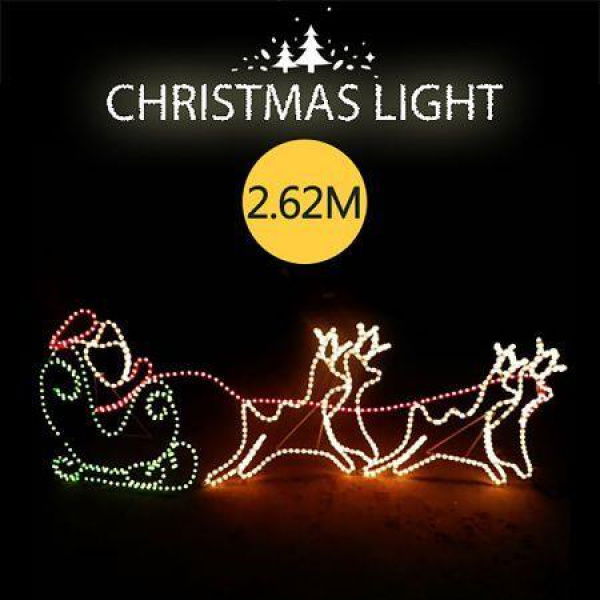 Santa Sleigh with 4 Reindeer Christmas Light Display RedTicket