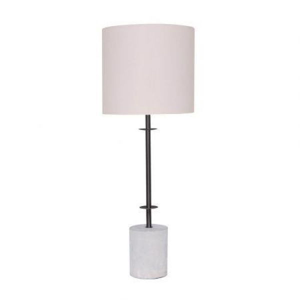 Sarantino Concrete & Metal Table Lamp With Off-White Linen Shade