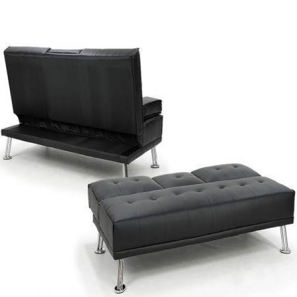 Sarantino Faux Leather Sofa Bed Lounge Furniture - Black