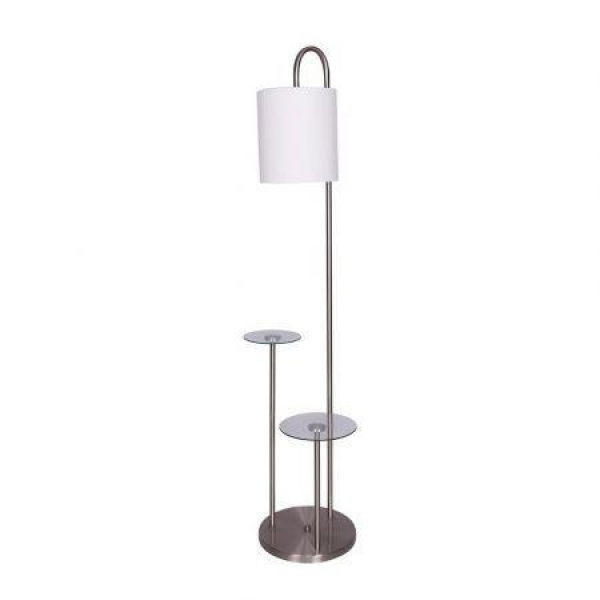 Sarantino Metal Floor Lamp With Glass Shelves