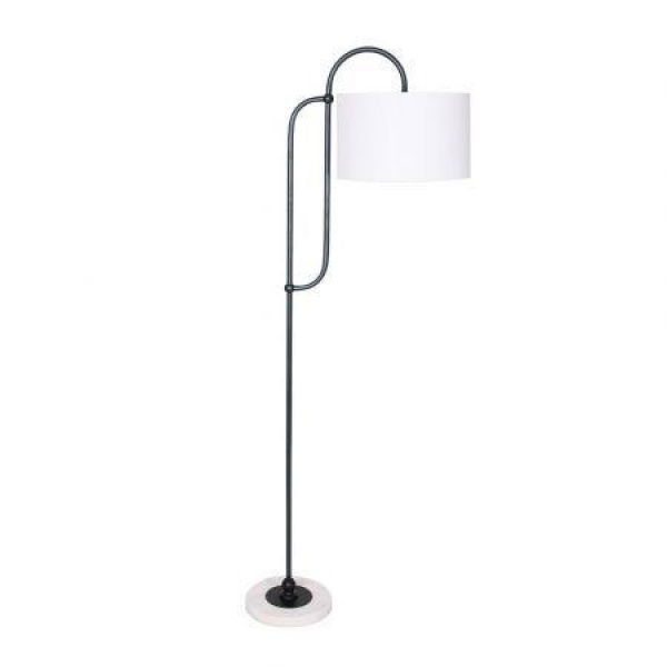 Sarantino Metal Floor Lamp With Marble Base & Off-White Shade