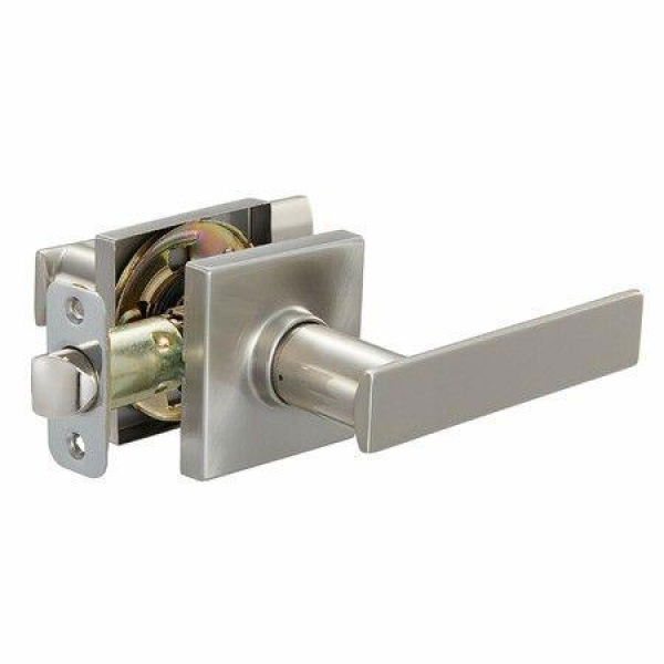 Satin Nickel Halifax Door Handle Lever With Modern Contemporary Slim Square Design For Home Hallway Or Closet Passage