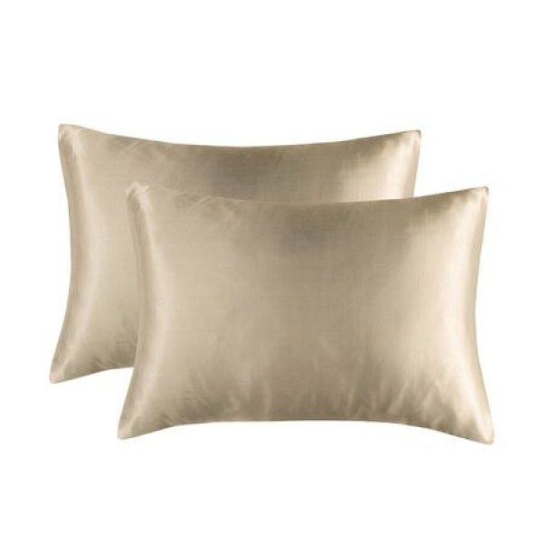 Satin Pillowcase Set Of 2 Silk Pillowcases For Hair And Skin Satin Pillow Covers 2 Pack With Envelope Closure (51*66cm Camel)