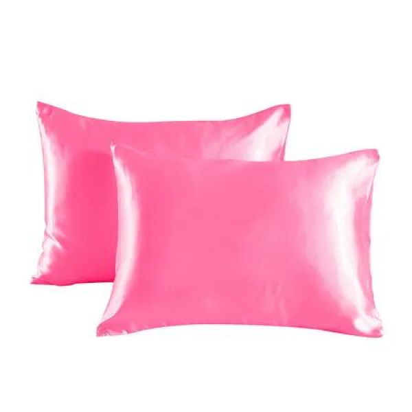 Satin Pillowcase Set of 2 Silk Pillow Cases for Hair and Skin Satin Pillow Covers 2 Pack with Envelope Closure (51*66cm Deep Pink)