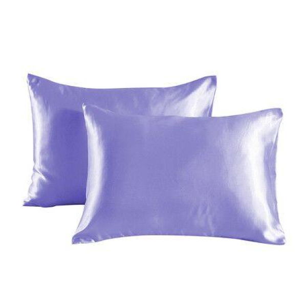 Satin Pillowcase Set of 2 Silk Pillow Cases for Hair and Skin Satin Pillow Covers 2 Pack with Envelope Closure (51*66cm Purple)