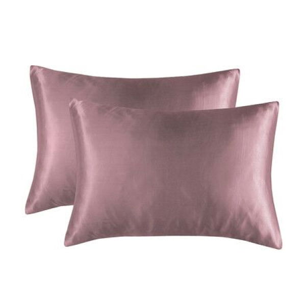 Satin Pillowcase Set Of 2 Silk Pillowcases For Hair And Skin Satin Pillow Covers 2 Pack With Envelope Closure (51*76cm Rosewood)