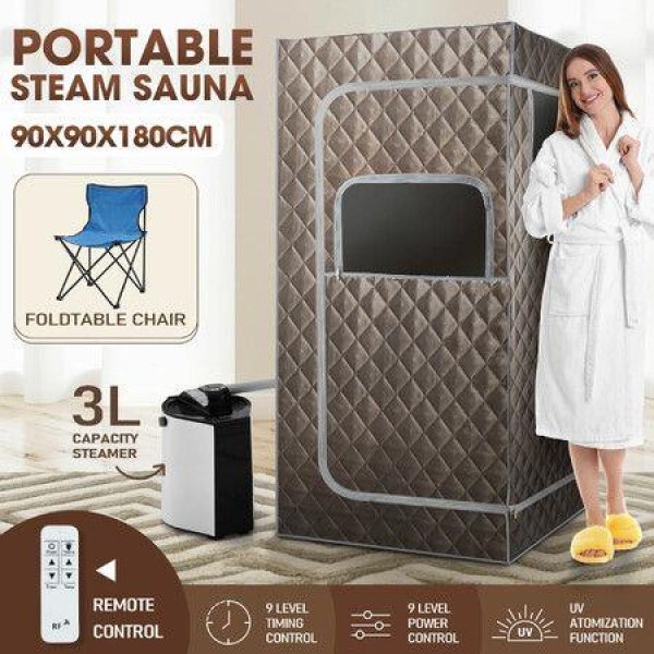 Sauna Steam Tent FoldableÂ Steamer Heating Spa Box Portable Room Slimming SkinÂ With Chair Remote Control Indoor