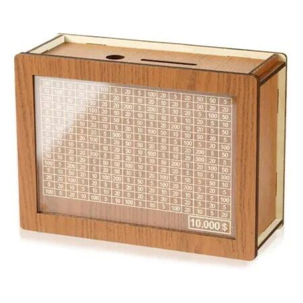 Savings Challenge Box Wooden Cashbox Kakeibo Money Save Saving Boxes Savings 10K Cash Vault Caja De Ahorros Tenkaybox Gifts