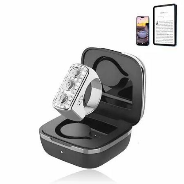 Scrolling Ring,Page Turner of iOS & Android Tablet Ebook Reading,Bluetooth Connected,Remote Control for iPhone Series,iPad, Android Phone(Silver)