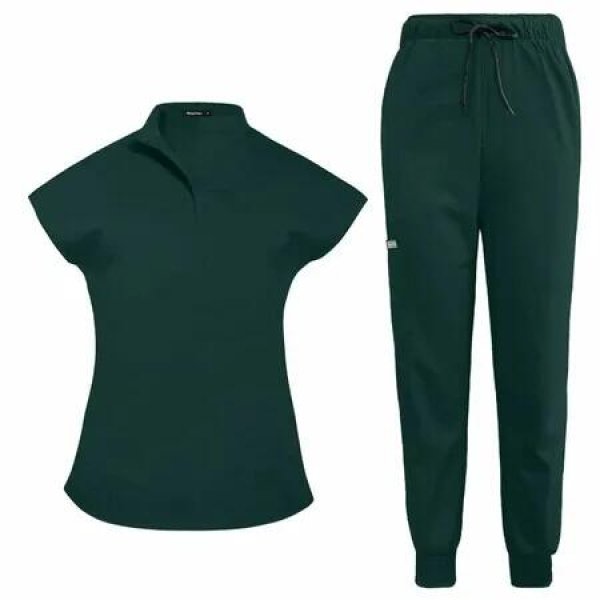 Scrubs Set for Women Nurse Uniform Jogger Suit Stretch Top & Pants with Multi Pocket for Nurse Esthetician Workwear (Green,Size:X-Large)
