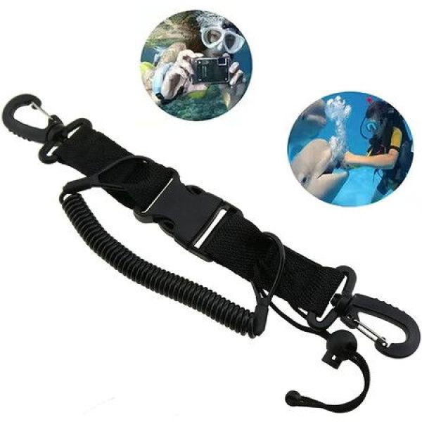 Scuba Diving Camera Anti-Lost Lanyard Strap Loss Coil Rope Proof Spring With Clips