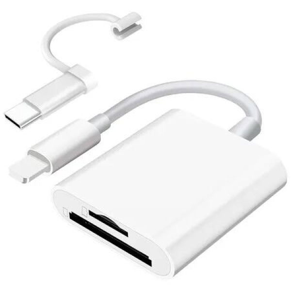 SD Card Reader for iPhone iPad Camera,Dual Card Slot Memory Card Reader Supports SD and TF Card Trail Camera Viewer Sd Card Adapter