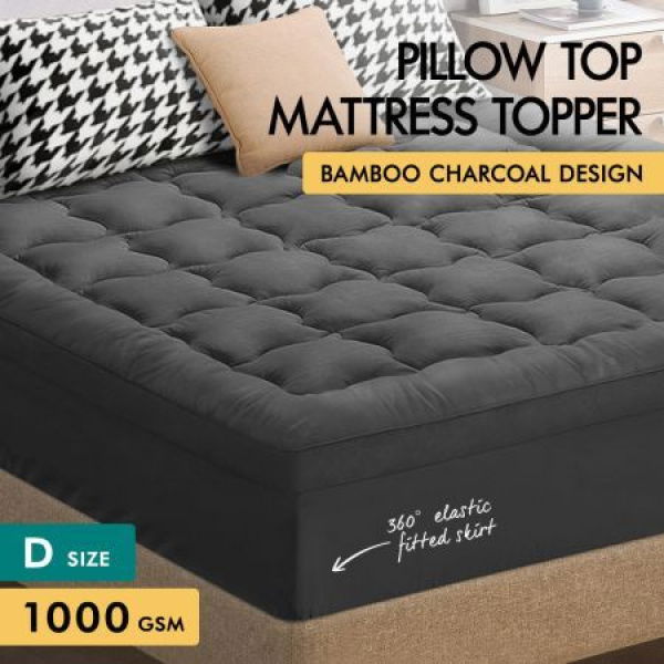 S.E. Mattress Topper Bamboo Charcoal Pillowtop Luxury Bedding Cover King 7cm.