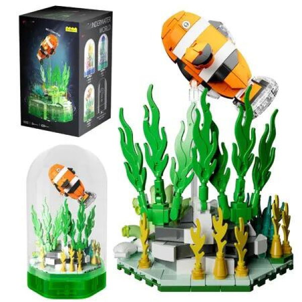 Sea Creature Collections Clownfish Building Sets 426 PCS Natural Style Ocean STEM Toy Music Box with Lights