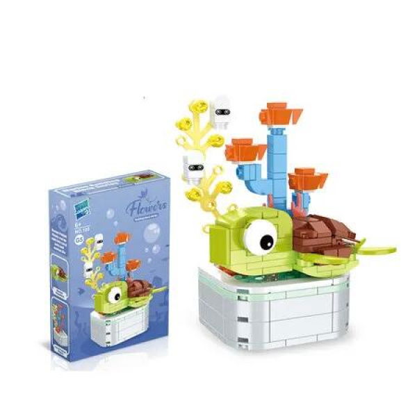 Sea Turtle Potted Plant Building Block Toy Ocean Potted Plant Series Ornaments Childrens Early Education Exquisite Flower Bonsai Building Blocks