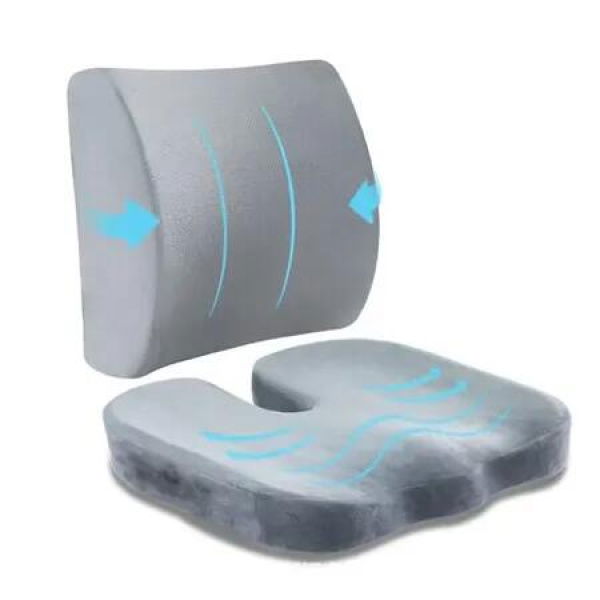 Seat Cushion and Lumbar Support Pillow for Office Chair,Memory Foam Car Seat Cushions Back Support Pillows of Back,Tailbone and Sciatic(Grey)