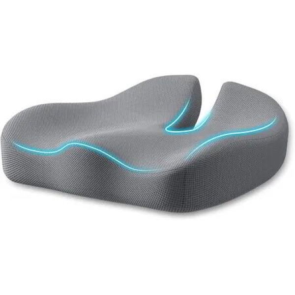 Seat Cushion, Large Memory Foam Cushion for Office Chair Cushions, Ergonomic Cushions Pad Pillow for Pressure Relief Sciatica and Long Sitting,Grey