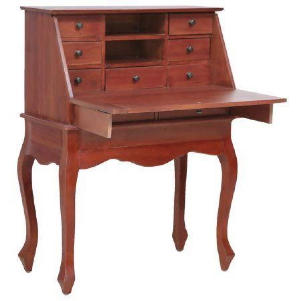 Secretary Desk Brown 78x42x103 Cm Solid Mahogany Wood