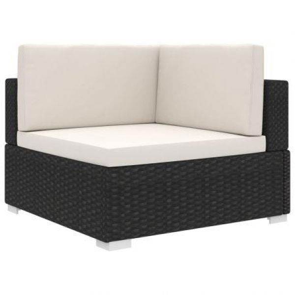 Sectional Corner Chair With Cushions Poly Rattan Black