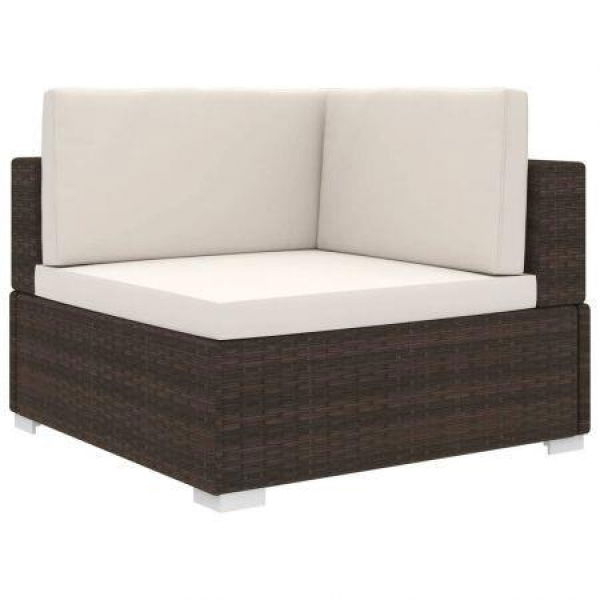 Sectional Corner Chair With Cushions Poly Rattan Brown