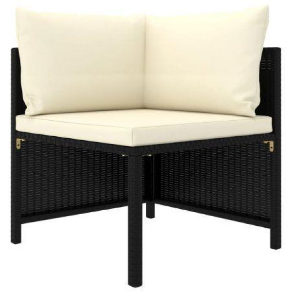 Sectional Corner Sofa With Cushions Black Poly Rattan