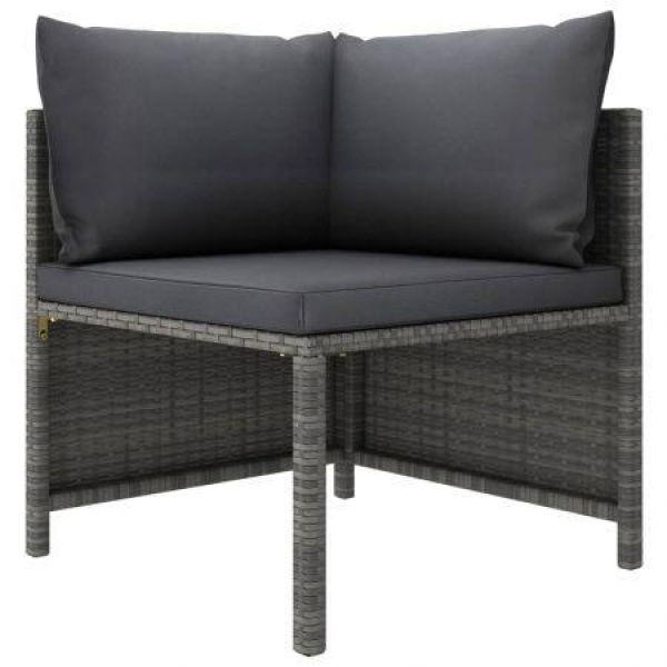 Sectional Corner Sofa With Cushions Grey Poly Rattan