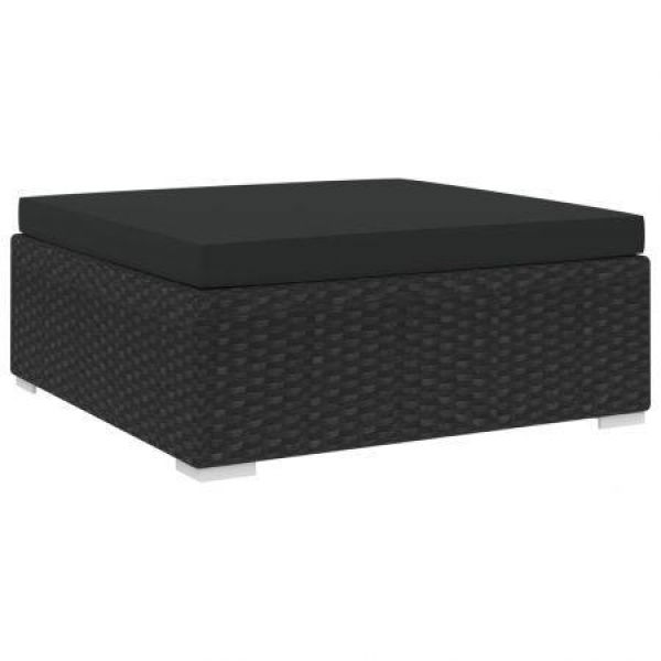 Sectional Footrest With Cushion Poly Rattan Black