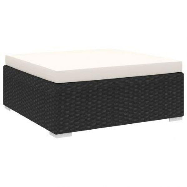 Sectional Footrest With Cushion Poly Rattan Black