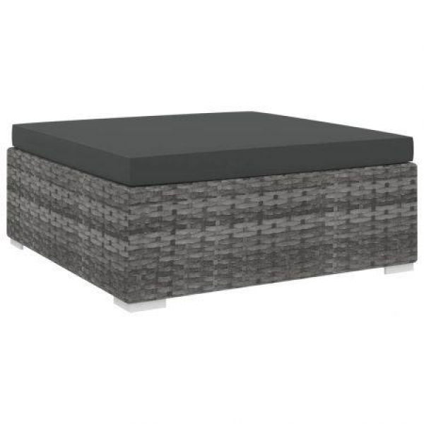 Sectional Footrest With Cushion Poly Rattan Grey