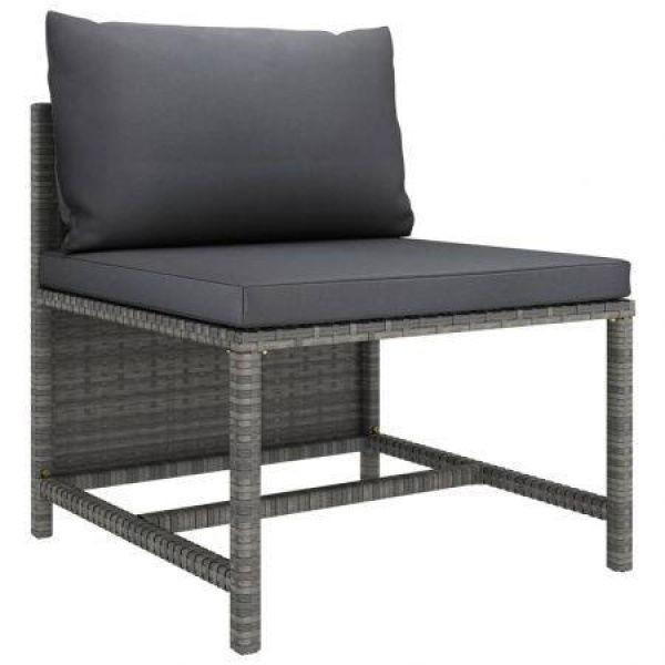 Sectional Middle Sofa With Cushions Grey Poly Rattan