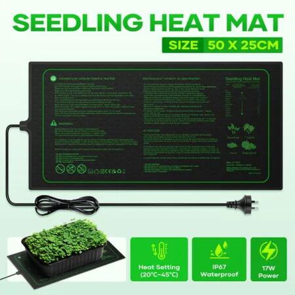 Seedling Heat Mat Plant Germination Starter Tray Sprout Hydroponic Warming Seed Heating Pad Map Propagator Fermentation Gardening Greenhouse 50x25cm