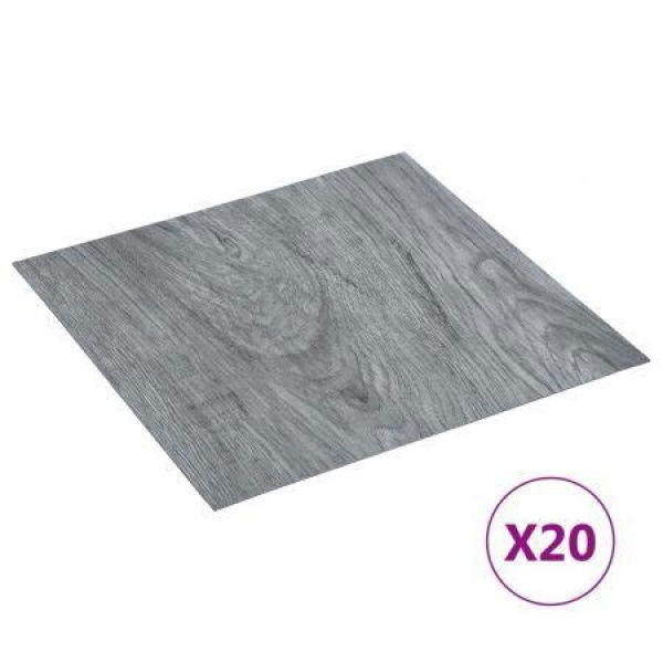 Self-adhesive Flooring Planks 20 Pcs PVC 1.86m Light Grey.