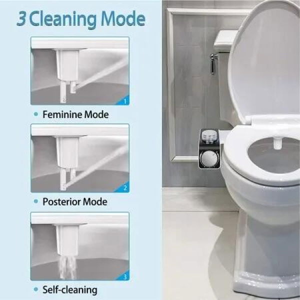 Self-Cleaning Bidet Toilet Attachment with Dual Nozzles and Adjustable Temperature and Pressure