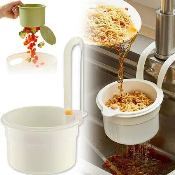 Self Cleaning Kitchen Sink Strainer Basket Dumping Waste Catcher Faucet Hanging Draining Basket Trash Filter Color White