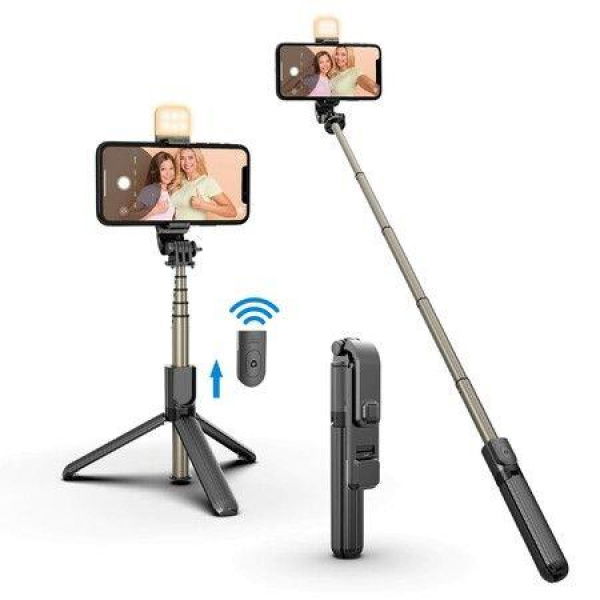 Selfie Stick Tripod with Fill Light,Aluminium Alloy Selfie Stick Tripod Stand & Phone Holder with Wireless Remote,Selfie Light