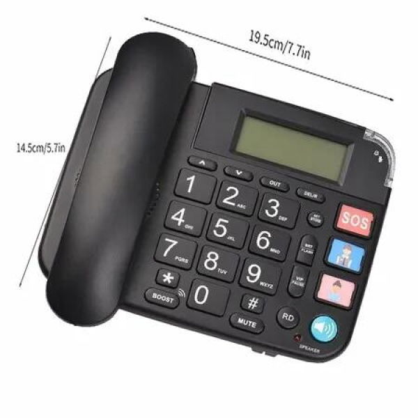 Senior Landline Phone with Hearing Aid Function and Big Buttons for Elderly with Backlight Display/Mute/Pause/Redial,for Alzheimer